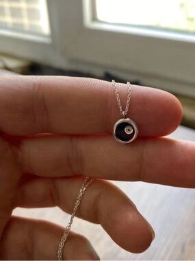 NEW 14K Solid White Gold Blue and White Evil Eye Necklace
